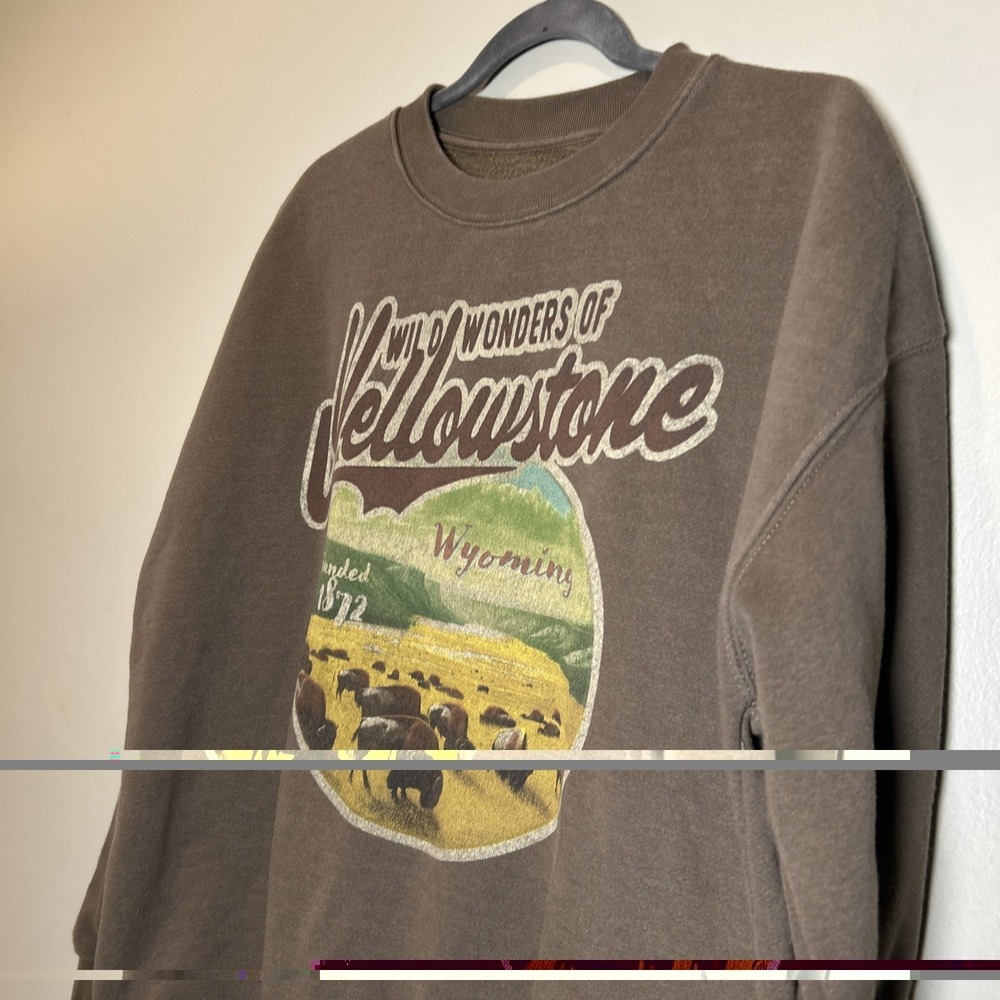State of Mine Yellowstone Wyoming Bison Graphic Sweatshirt Pullover Size M - Picture 8 of 10